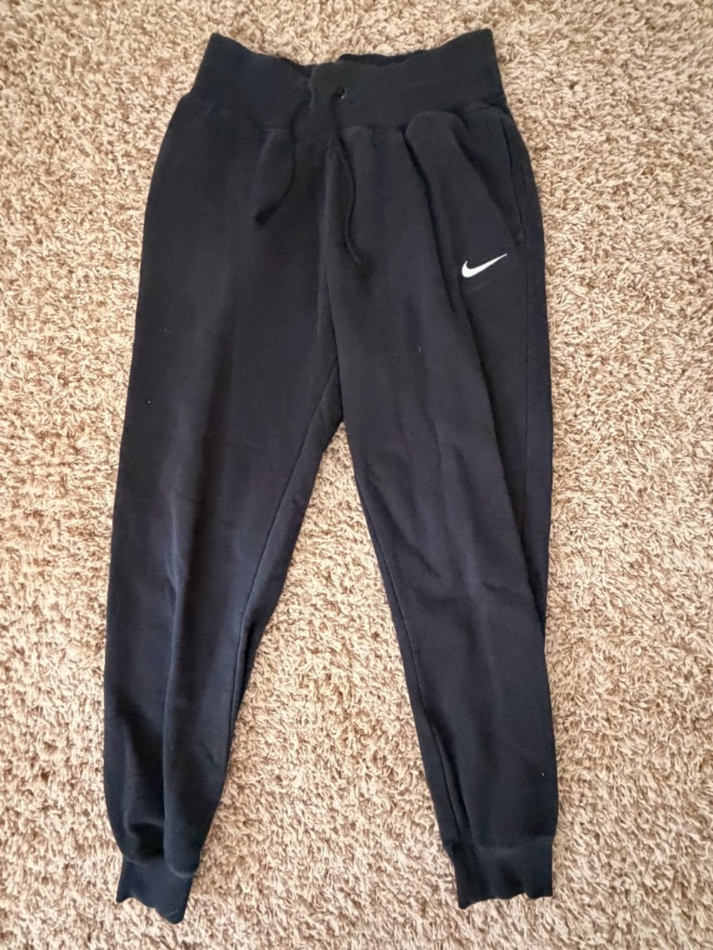 Nike Black Kids Jogger Sweatpants with White Swoosh
